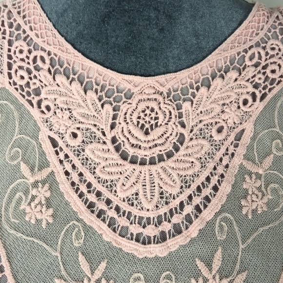 Love fire sheer sleeveless pastel pink blouse Size L - Picture 4 of 9